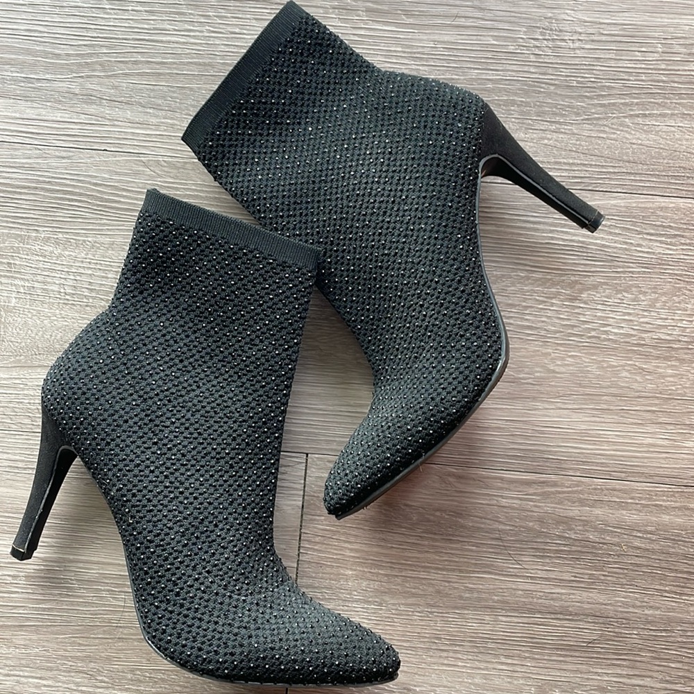 Bedazzled ankle sock boots
